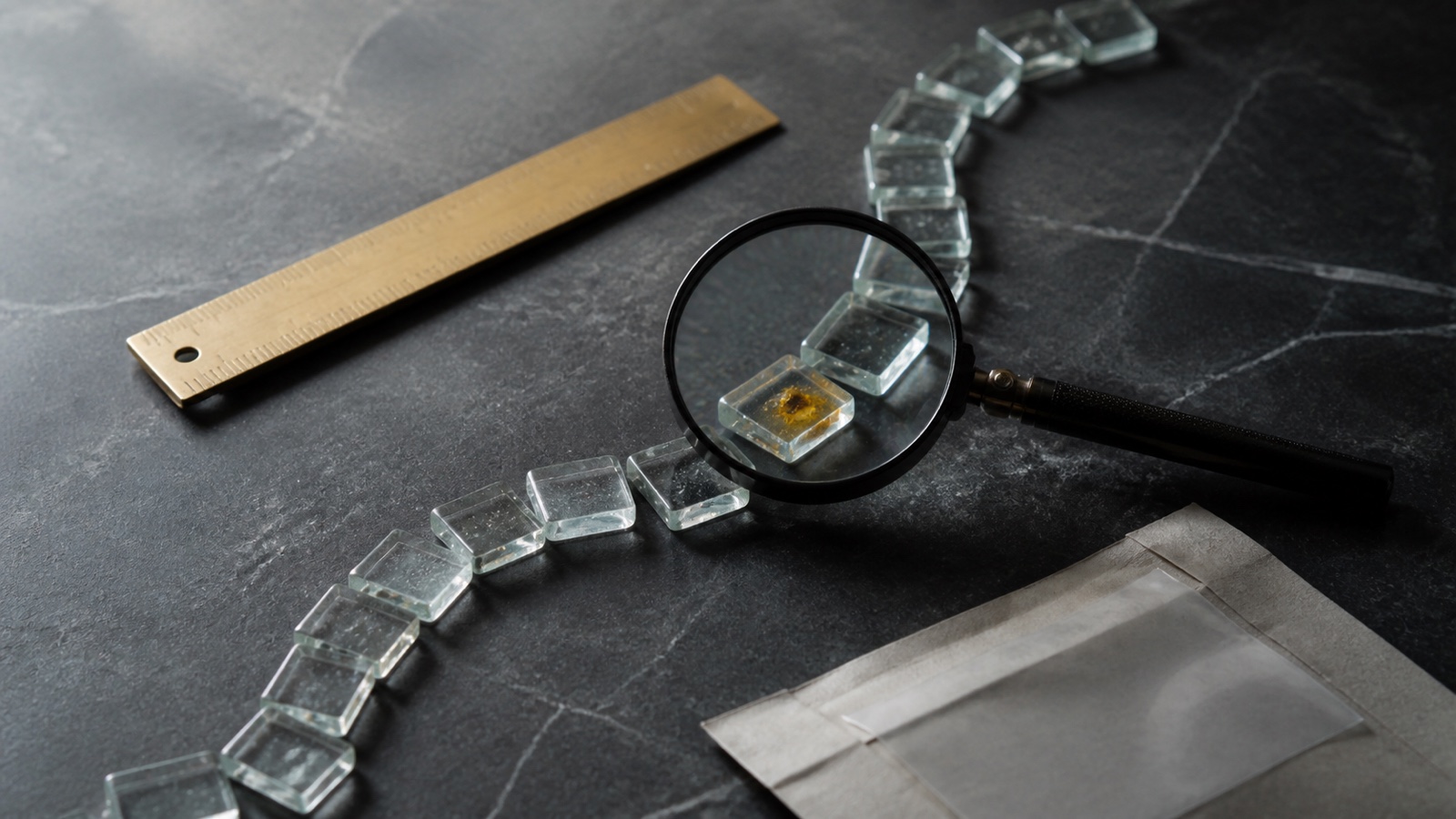 Glass transaction path examined under a magnifying lens