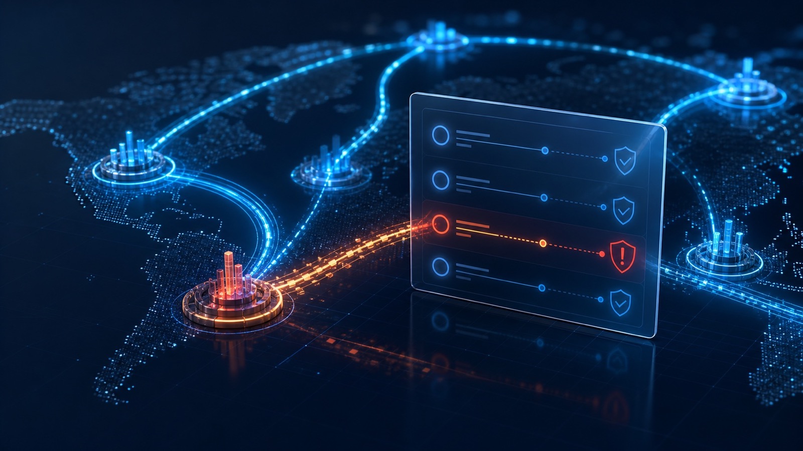 Global crypto payment network with one incoming route flagged for review